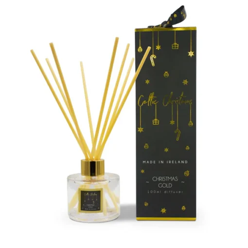 Celtic Candles, Christmas Gold Diffuser 100ml Ribbon