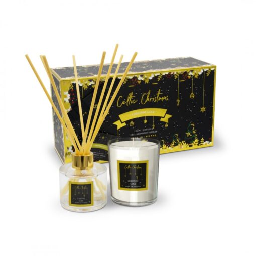 Celtic Candles Christmas Gold Candle & Diffuser Gift Set